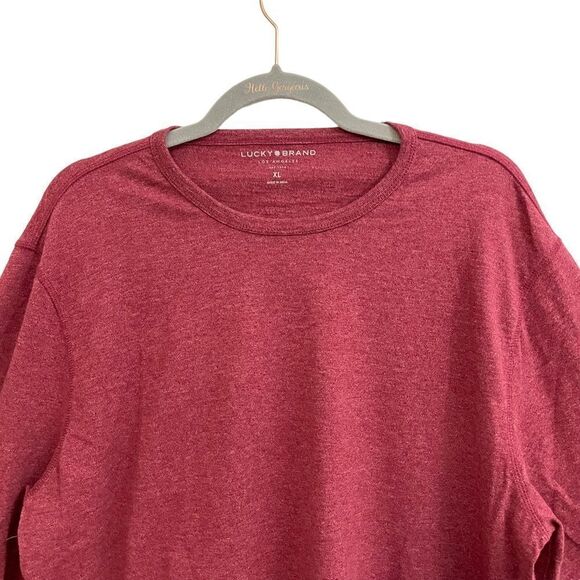LUCKY BRAND MENS ROUNDNECK LONGSLEEVE TEE IN MAROON cotton blend SIZE XL - Picture 3 of 7